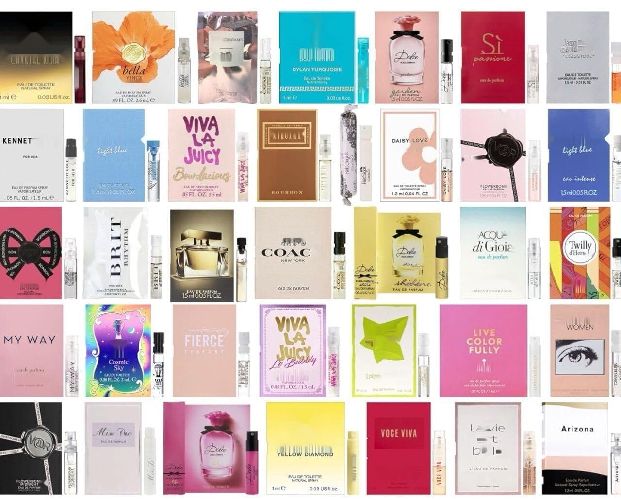 Pilestone sampler pack of 12 women's fragrances for travel testing.