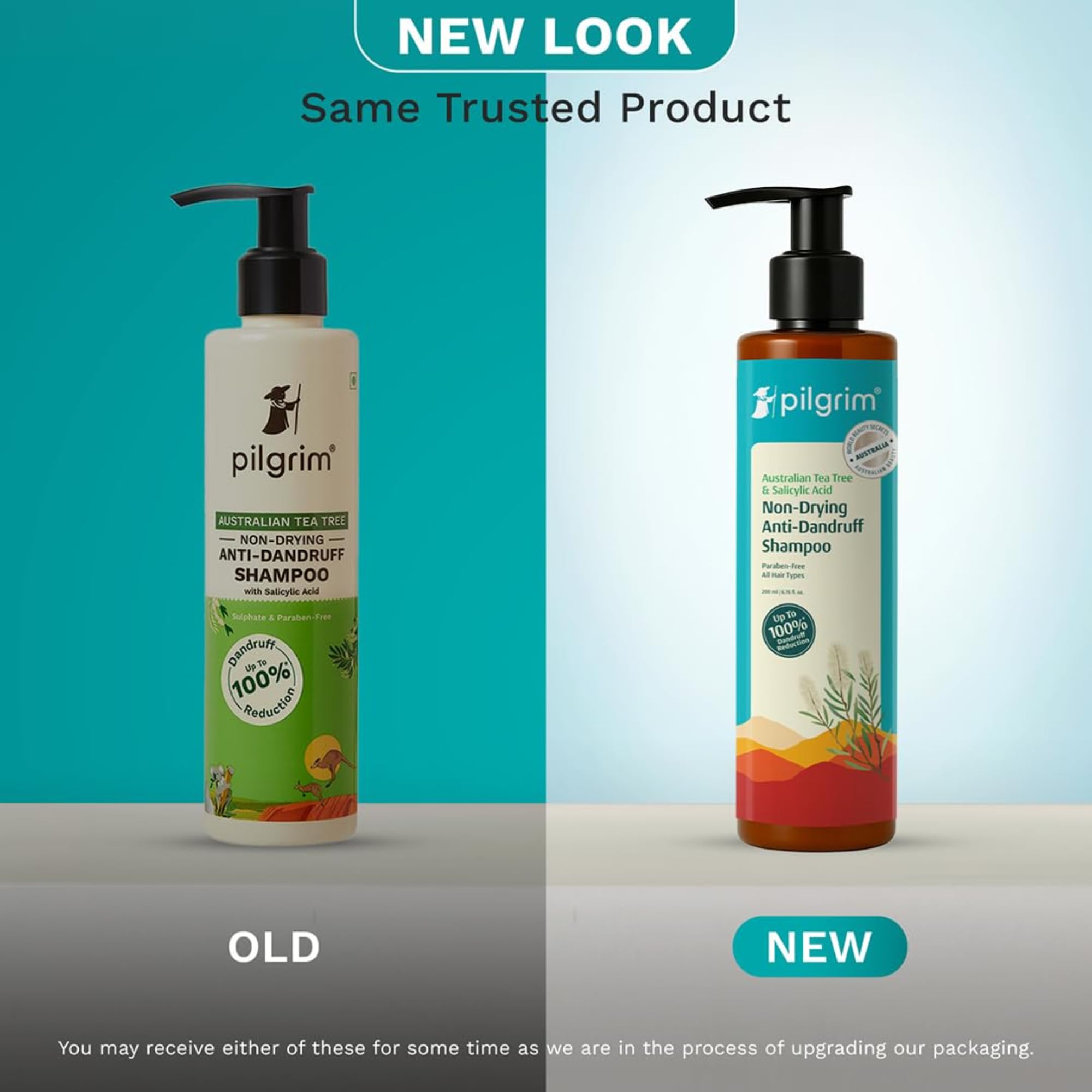 Pilgrim Tea Tree Shampoo pump in action for easy, controlled application.
