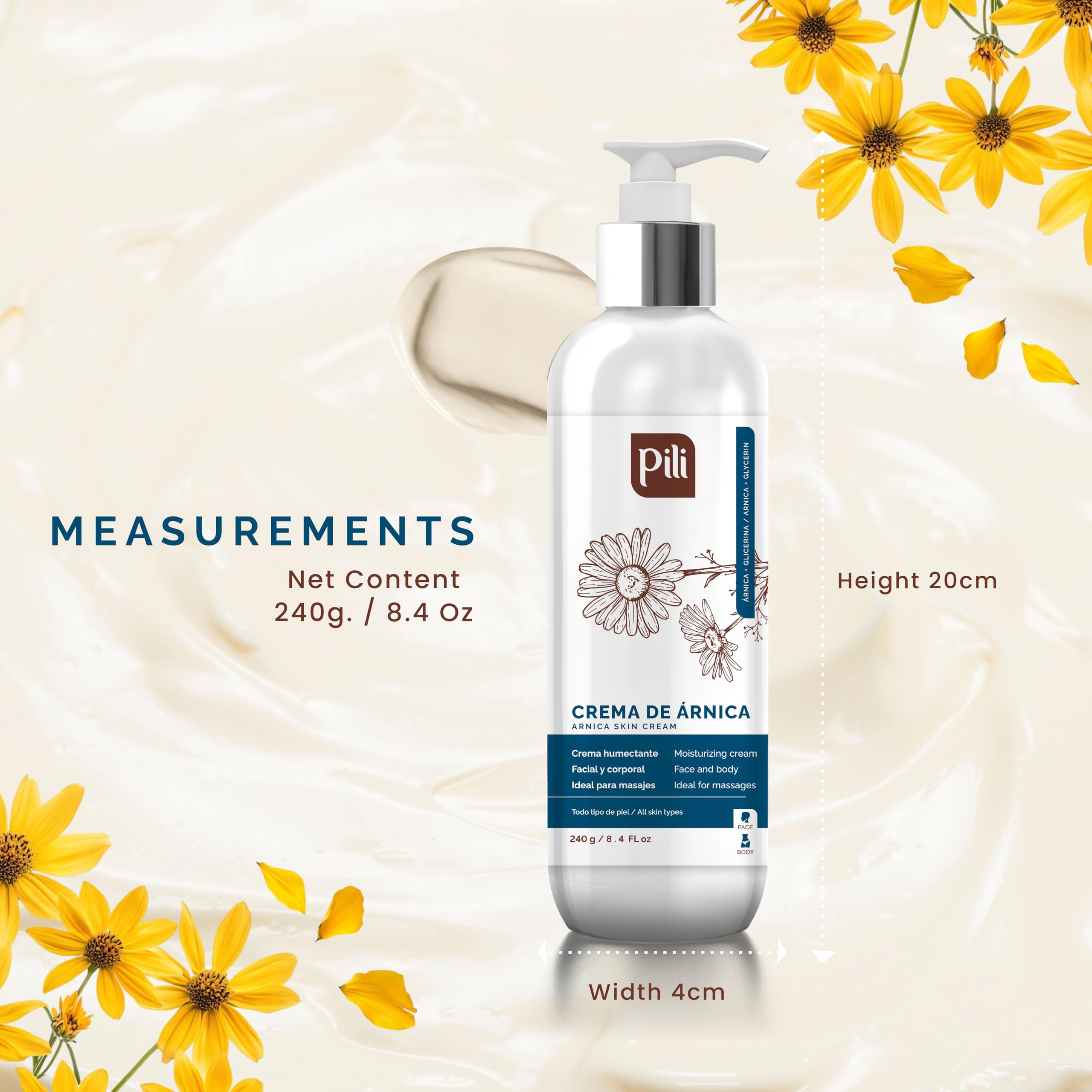 Pili Natural Arnica Cream applied to dry skin areas like elbows