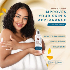 Pili Natural Arnica Cream being applied to the face for gentle moisture