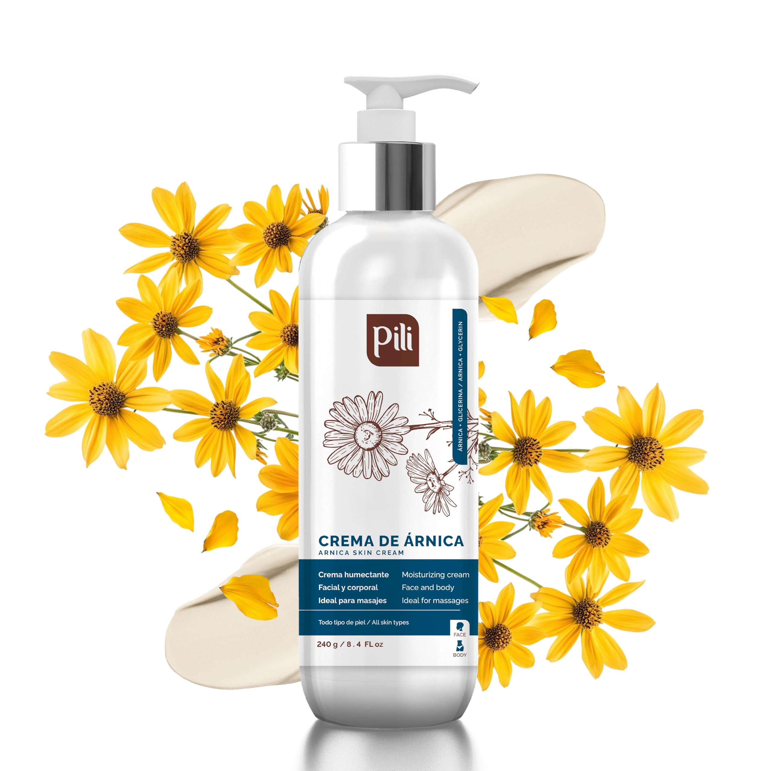 Pili Natural Arnica Cream swatch on hand demonstrating fast absorption