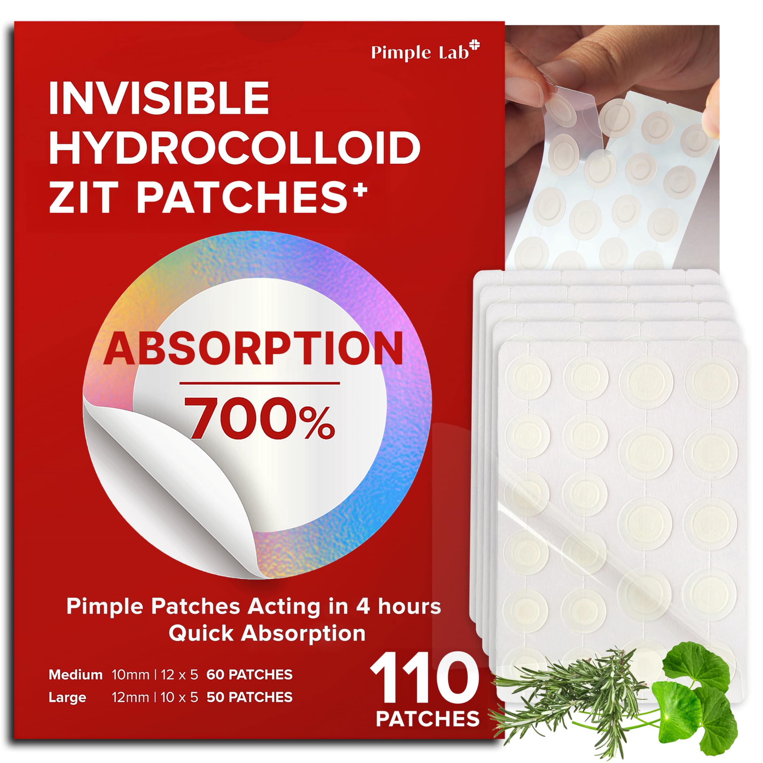 PIMPLE LAB Zit Patches appear invisible on skin for discreet blemish coverage.