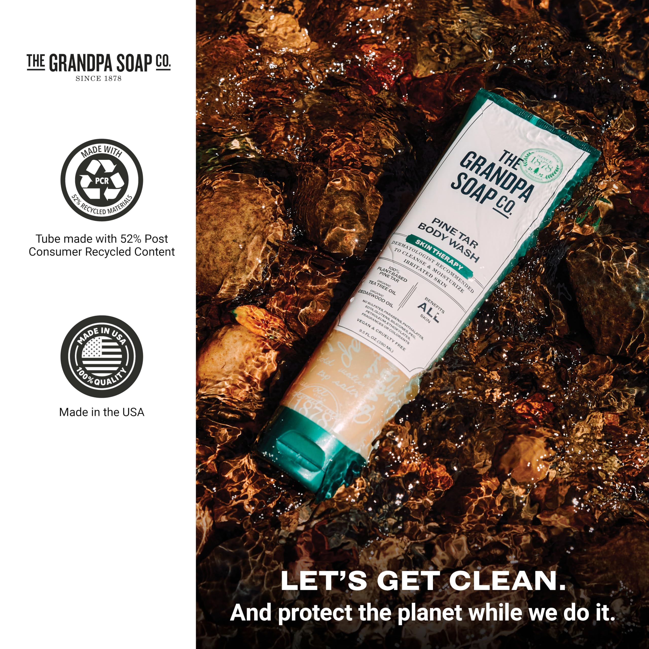 The Grandpa Soap Company Pine Tar Body Wash delivers mint-infused suds for a cool rinse.
