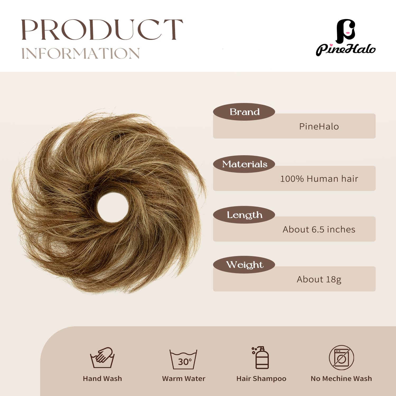 PineHalo elastic-core ponytail secures a quick, reliable updo.