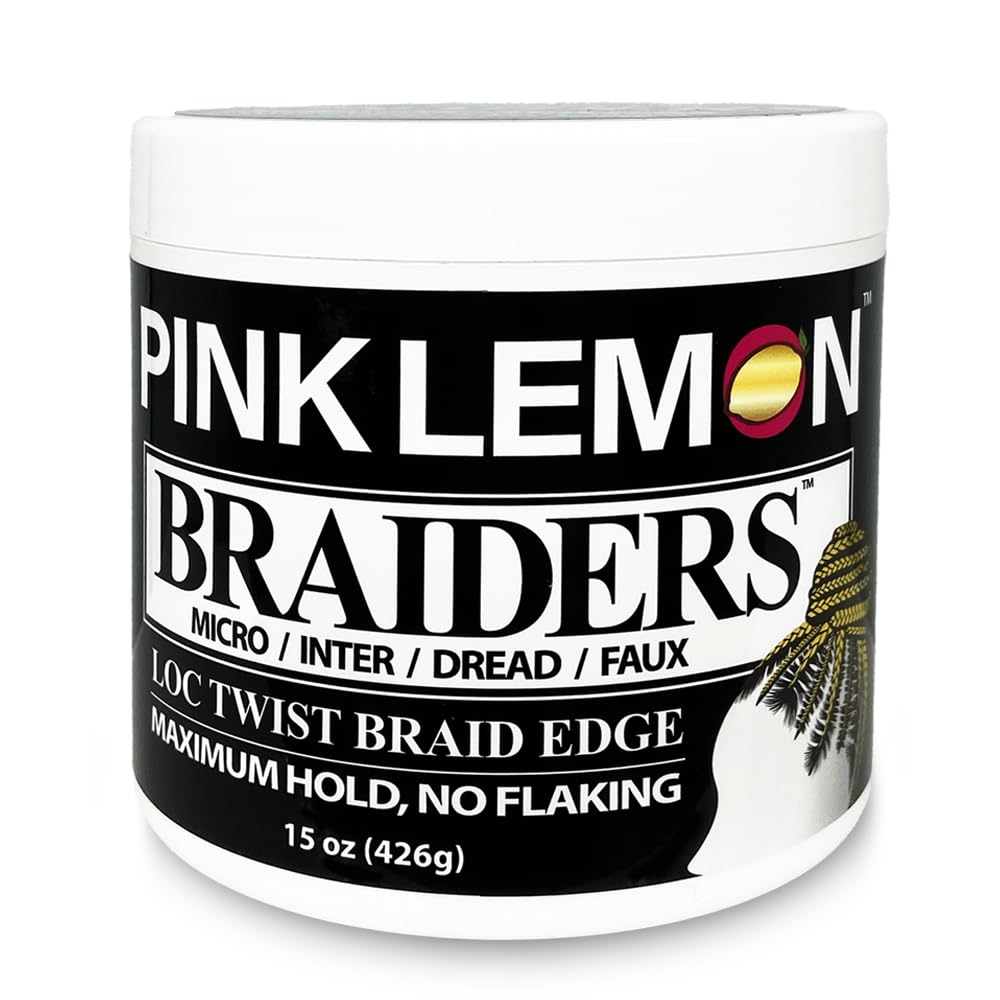 PINK LEMON Braiding Gel bottle front shows maximum hold for all hair types