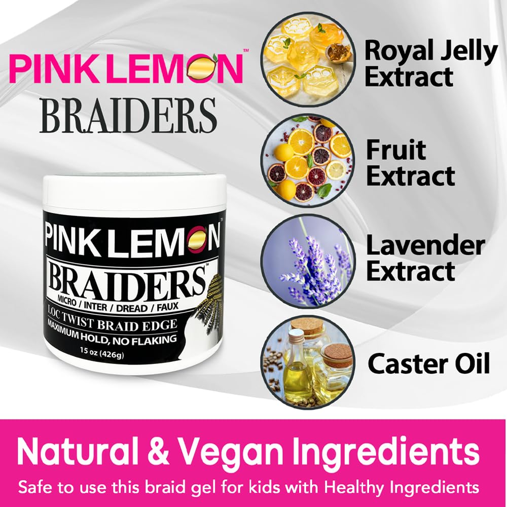 PINK LEMON Braiding Gel applied to braid for reliable hold