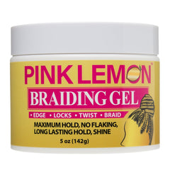 PINK LEMON Braiding Gel jar front view shows maximum hold.