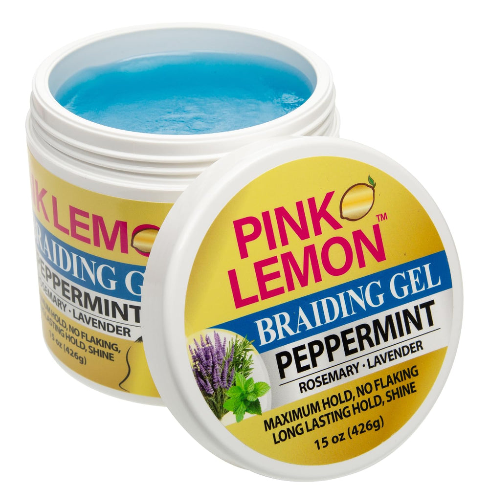 PINK LEMON Peppermint gel dispenses evenly for smooth braid application.