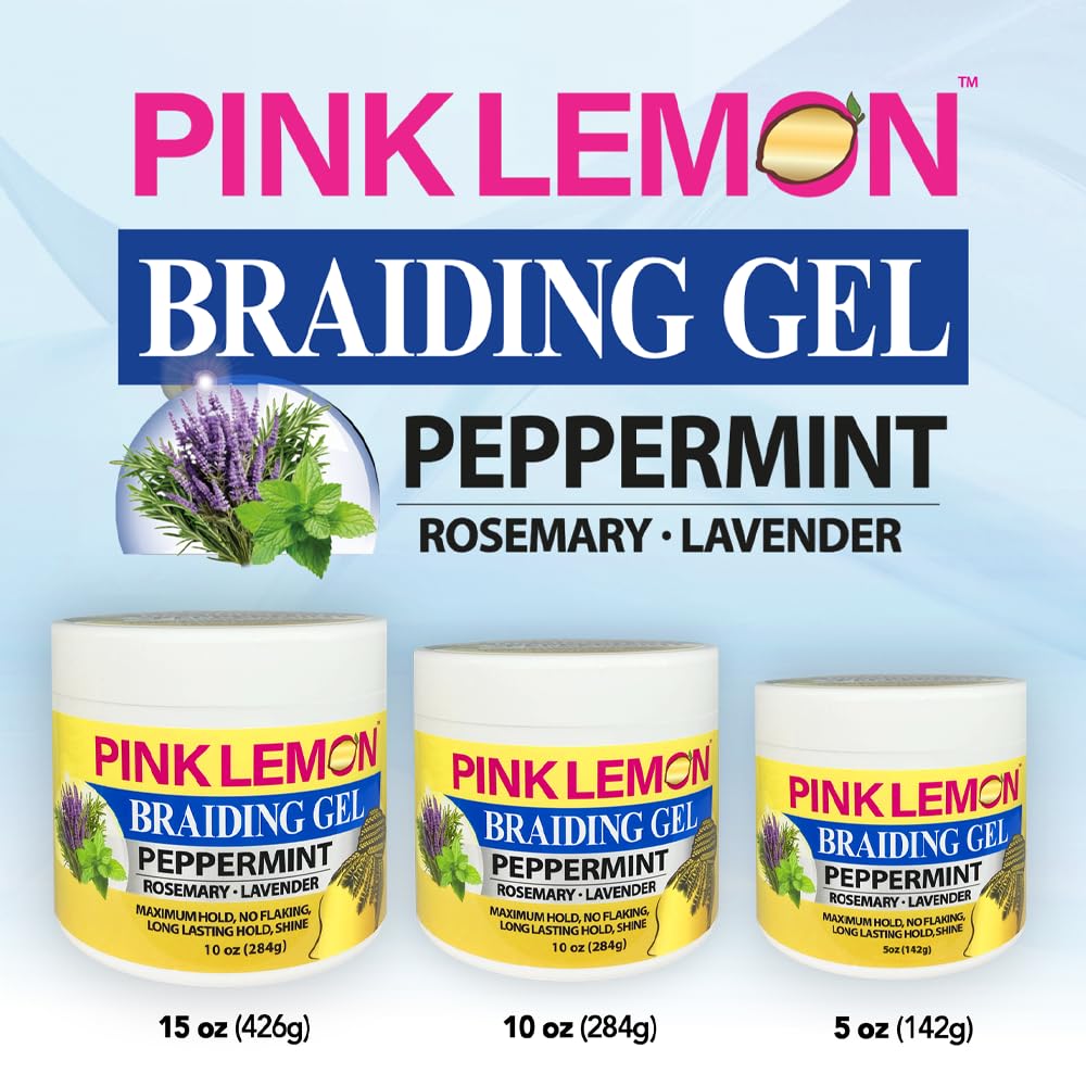 PINK LEMON Peppermint gel quick-drying for braids and twists.