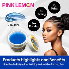 PINK LEMON Braiding Gel Peppermint applied on braids for sleek finish.