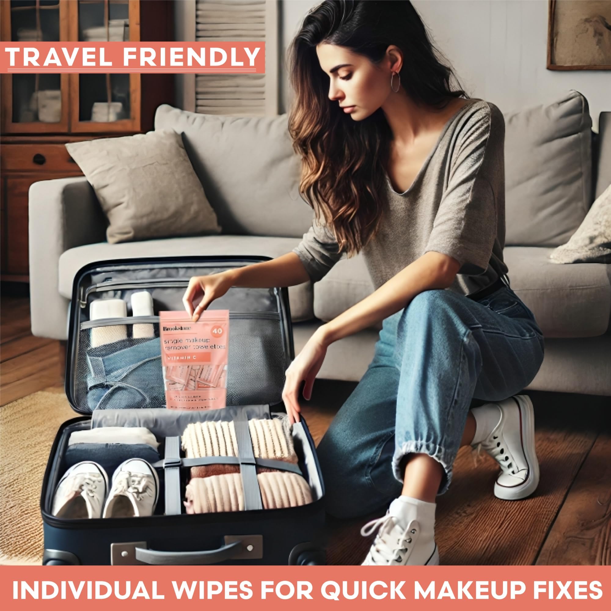 Pink Sky Brookstone gentle cleanse wipes suitable for sensitive skin and daily use.