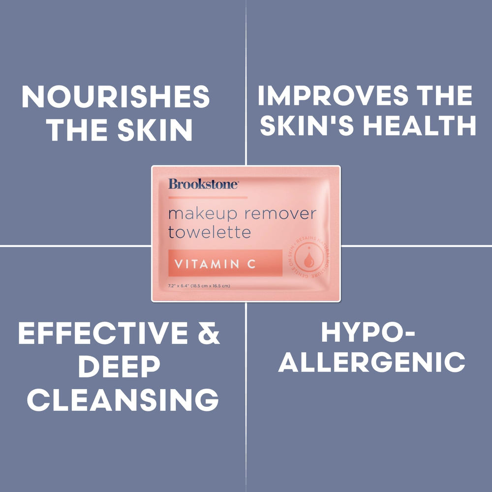 Pink Sky Brookstone on-the-go wipes enable quick makeup removal anywhere.