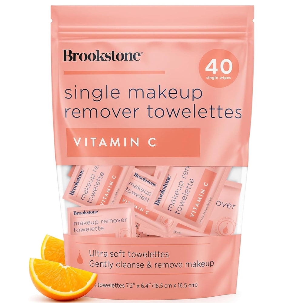 Pink Sky Brookstone ultra-soft towelettes for gentle makeup removal on sensitive skin.