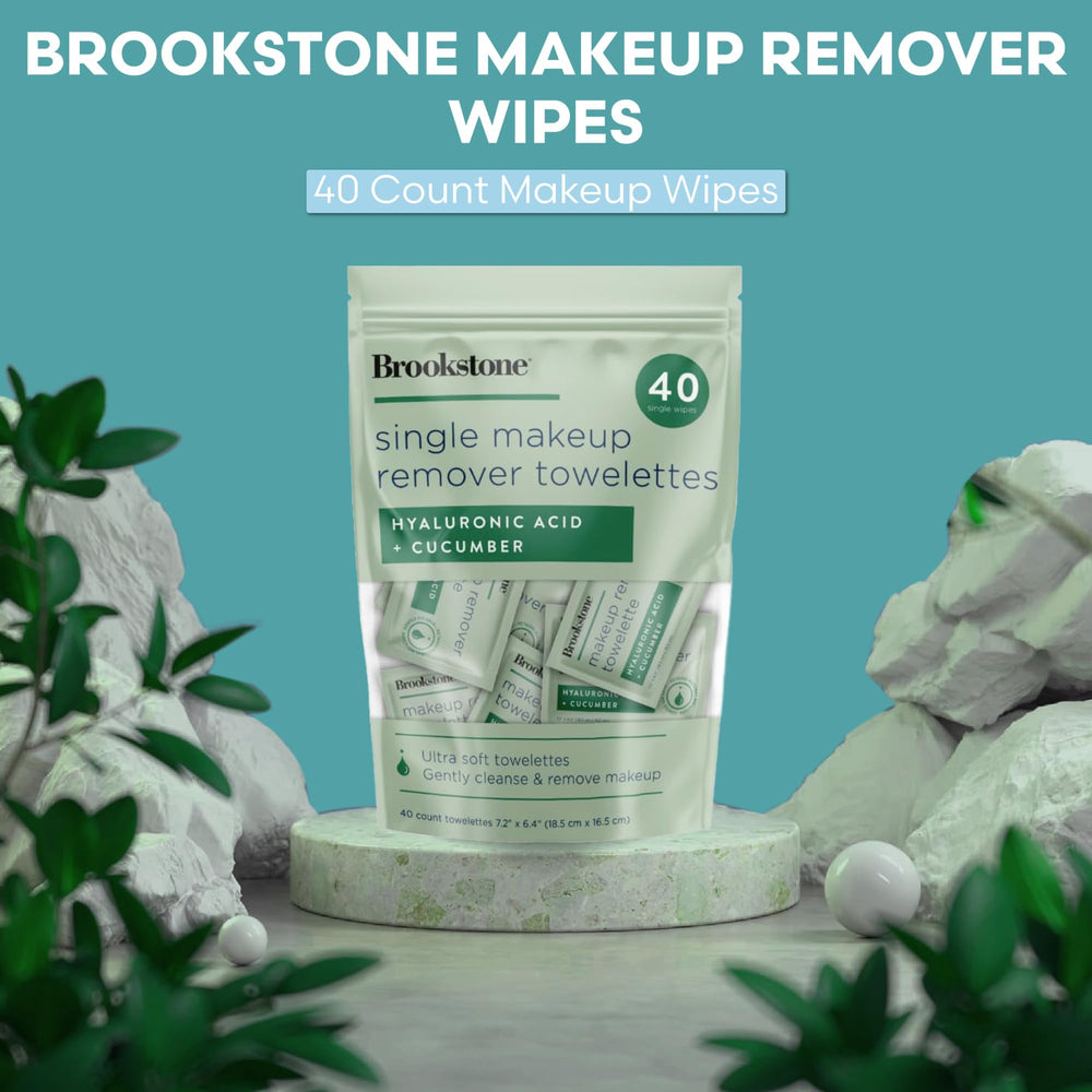 Pink Sky Brookstone single-wipe shown, hygienic on-the-go cleansing.