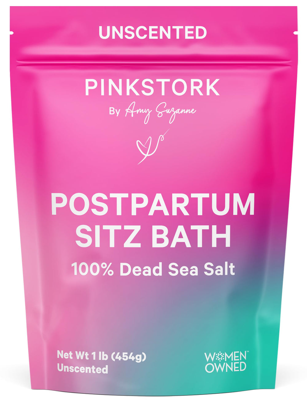 Pink Stork Postpartum Sitz Bath Soak with Dead Sea magnesium for perineal relief after delivery.