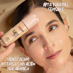 Close up with SPF 15 highlighting sun protection and even tone.