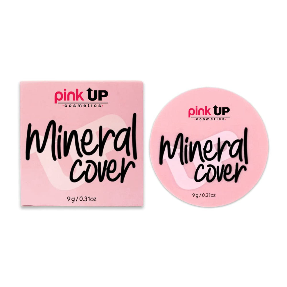 Pink Up Mineral Cover compact powder packaging shows sleek design and travel-friendly size.