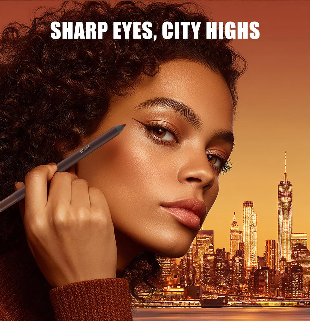 Pinkiou brown eyeliner pencil closeup gives natural brow and liner precision.