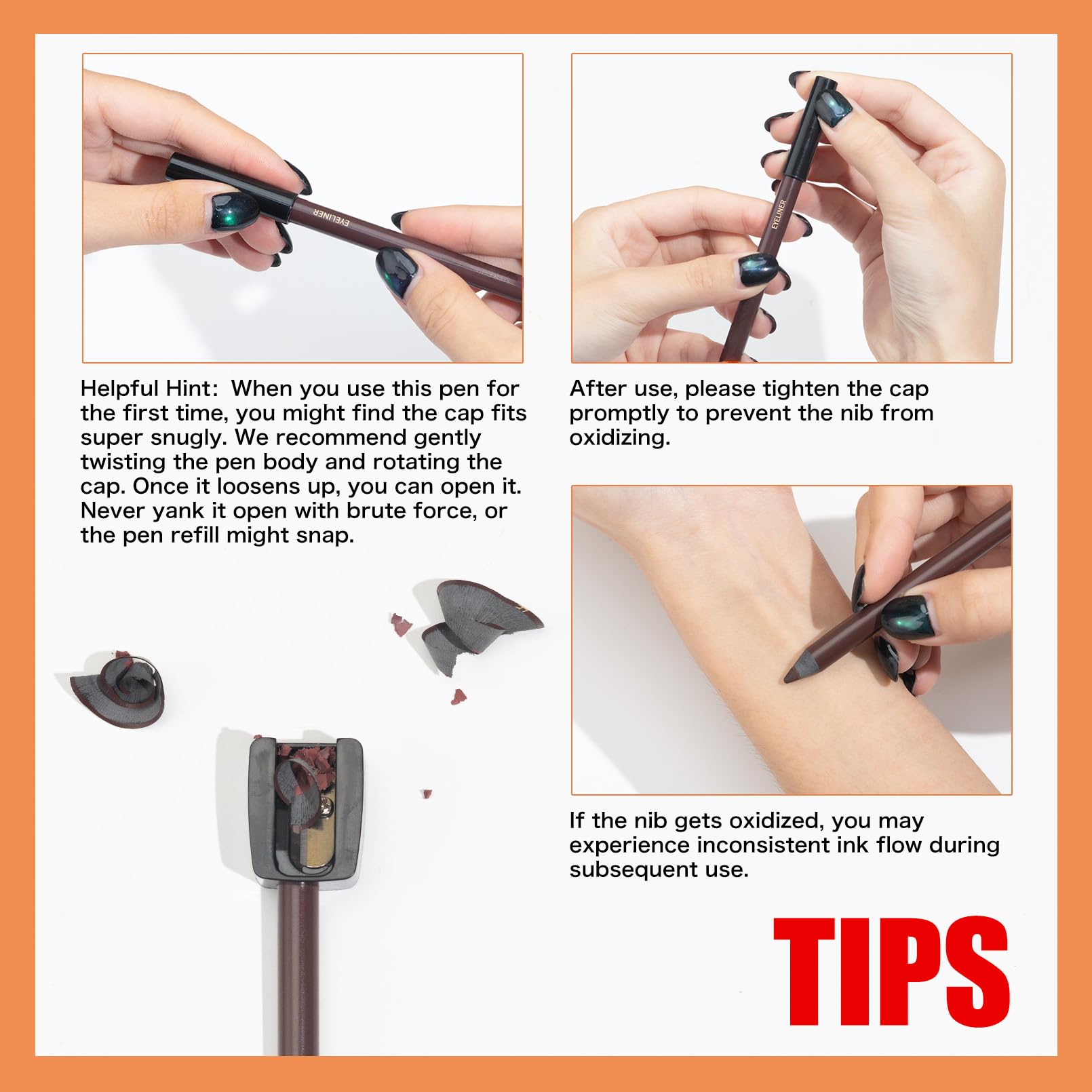 Pinkiou creamy texture application tip demonstrates smooth, tug-free drawing.