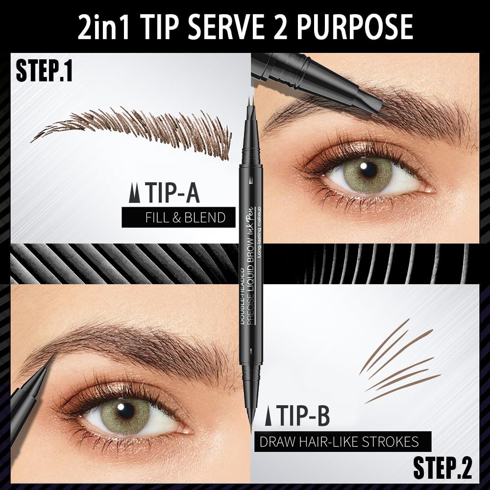 Pinkiou easy-to-use brow pen helps beginners build balanced brows.