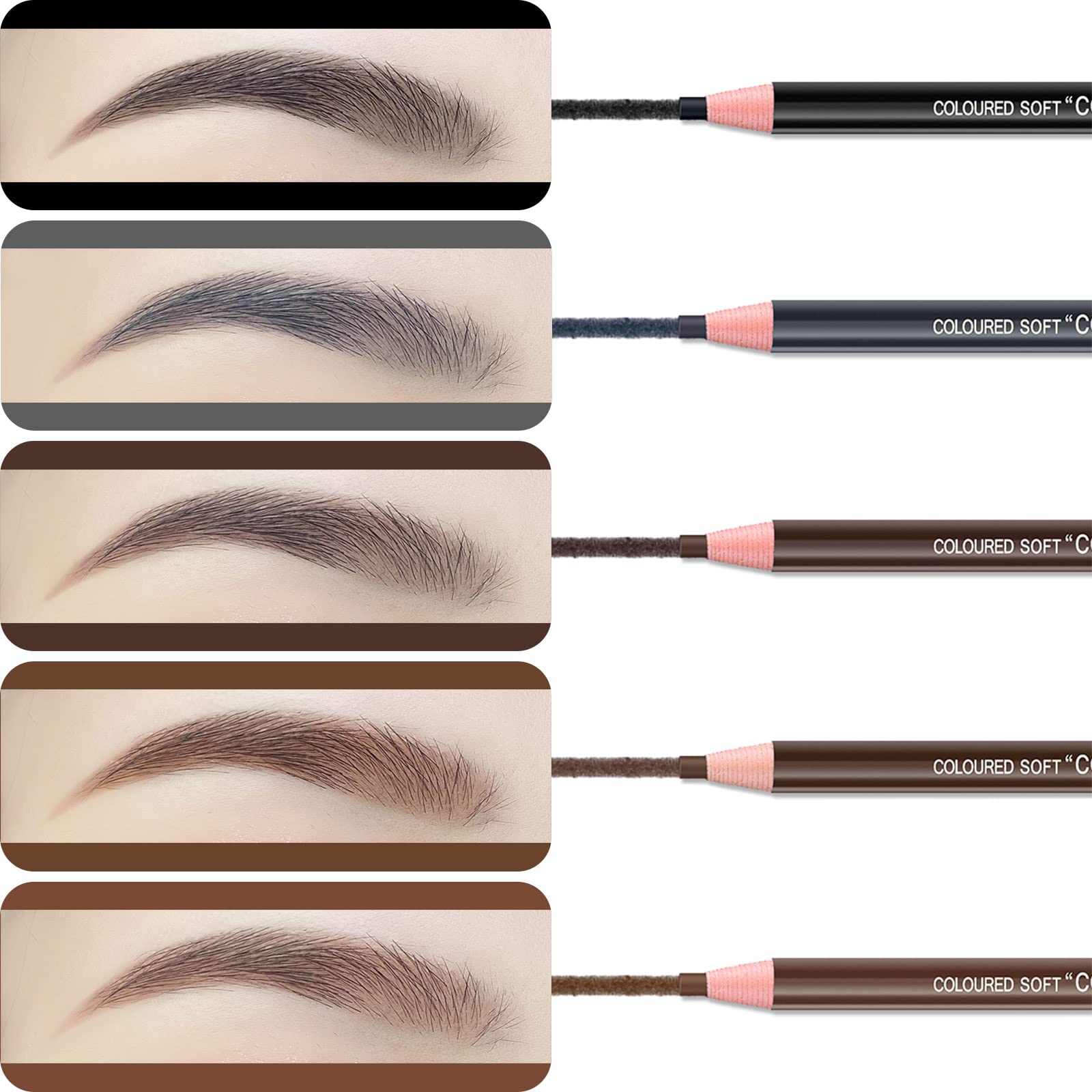 Pinkiou peel-off brow pencil highlighting pull cord sharpening for precise tips