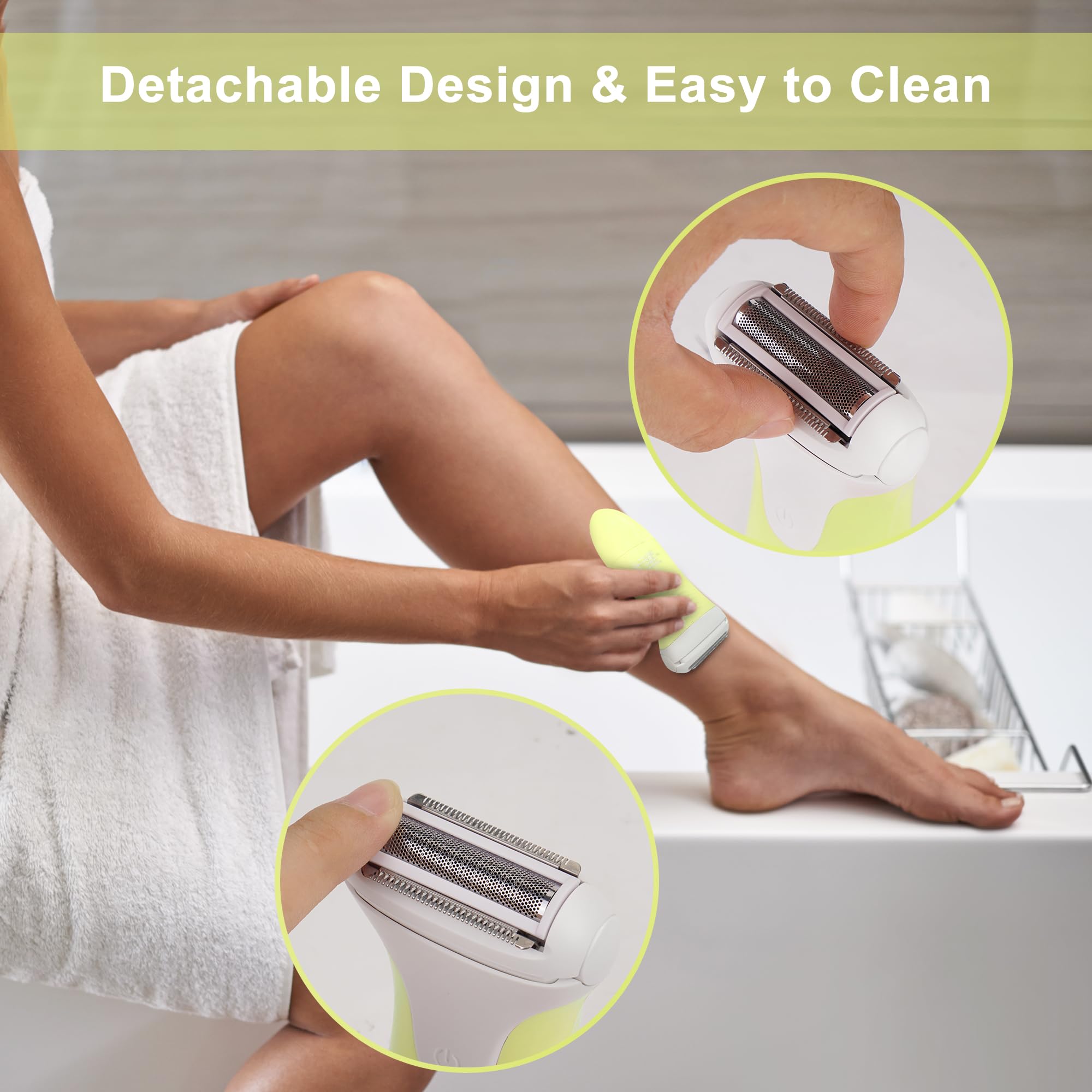 PinkPapaya washable shaver head for easy cleaning under running water.