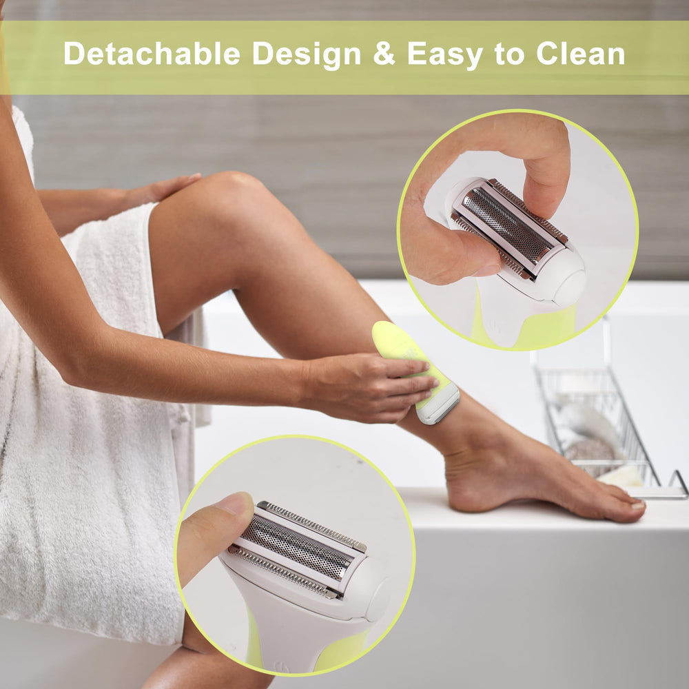 PinkPapaya washable shaver head for easy cleaning under running water.