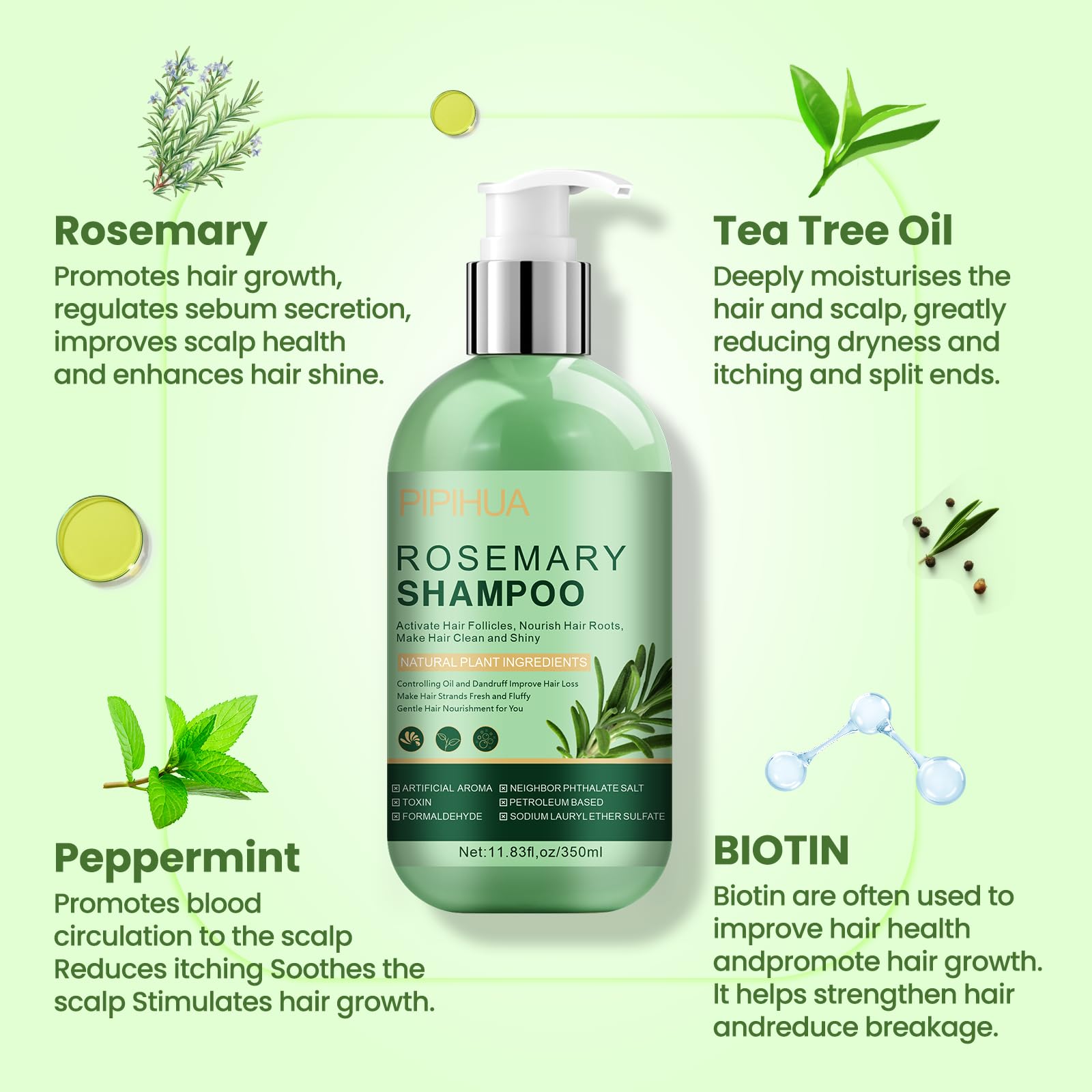 PIPIHUA Rosemary Shampoo dry scalp relief shown during routine use