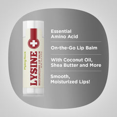 Piping Rock Lysine Lip Balm Stick ingredients feature coconut oil and shea butter for nourishment.