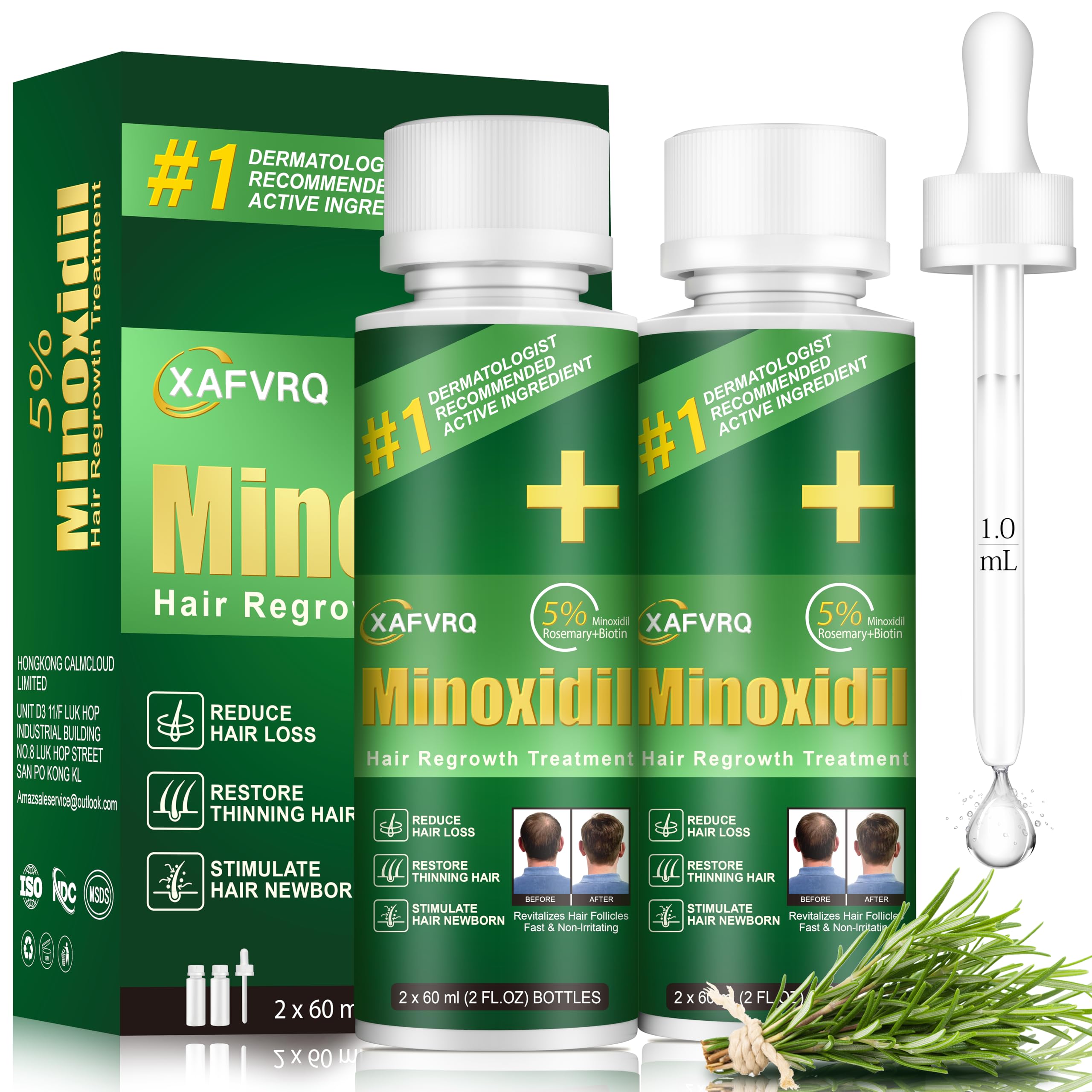 Pipuxi 5% Minoxidil bottle with rosemary formula for hair support