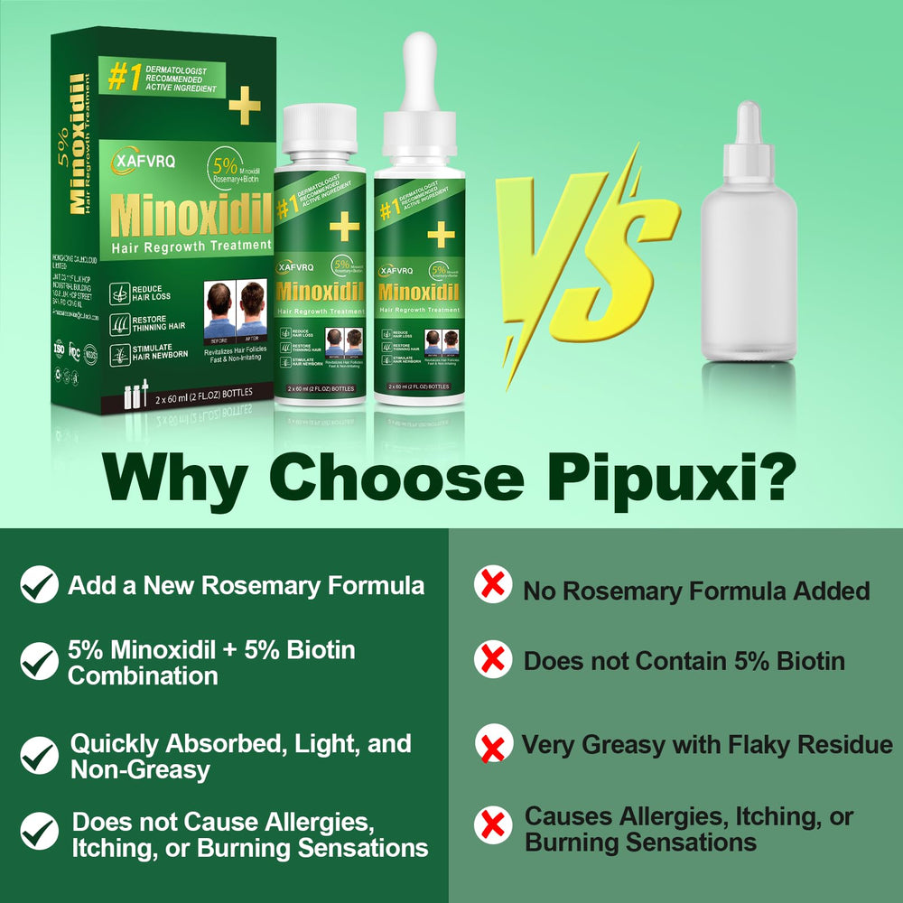 Hair regrowth focus scene with Pipuxi enhanced formula