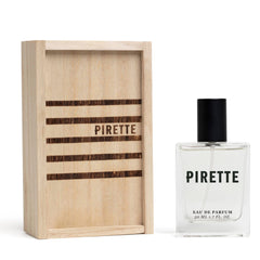 Pirette Eau de Parfum spray bottle—daily wear with a beachy coconut note.