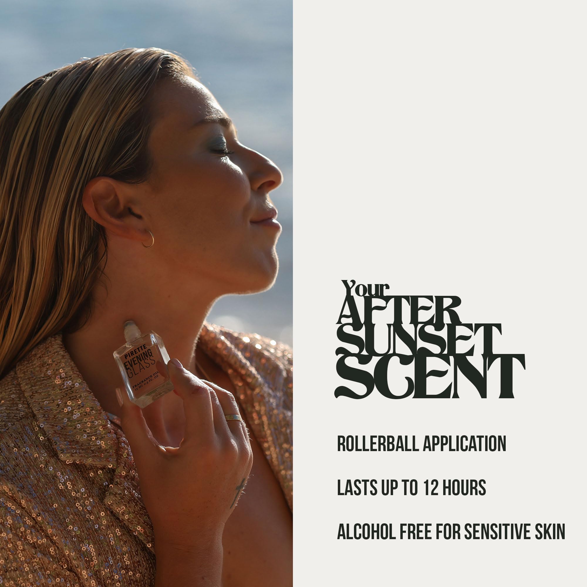 PIRETTE Evening Glass cap close-up, smooth application for long-lasting scent.