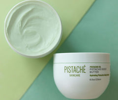 Pistache Skincare butter being massaged into skin for daily nourishment
