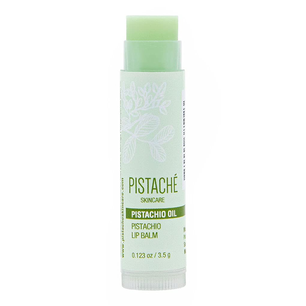 Pistachio Oil Lip Balm application shows natural gloss and soft lips