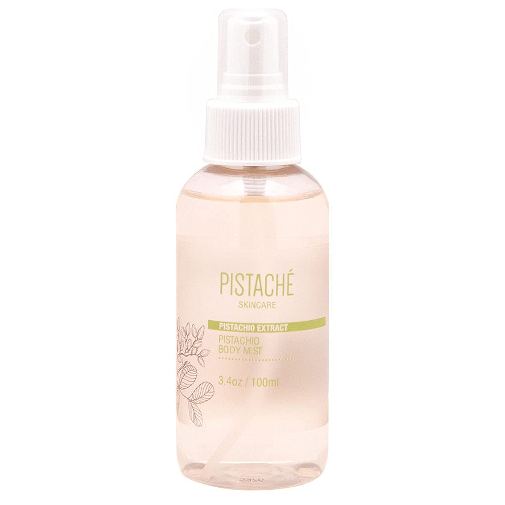Pistaché Skincare Pistachio Oil Body Mist bottle, hydrating and refreshing daily.