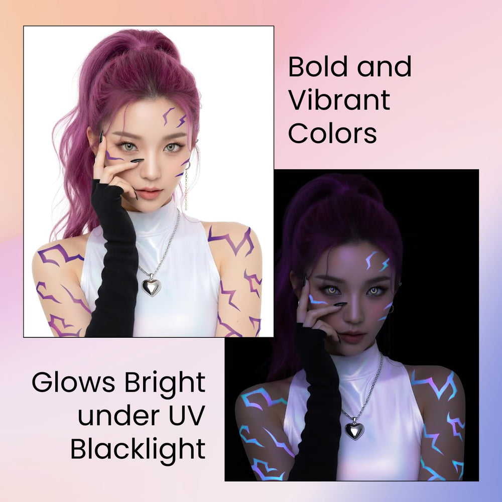 Pixel Hearts blacklight glow pattern tattoo activating under UV for neon vibes