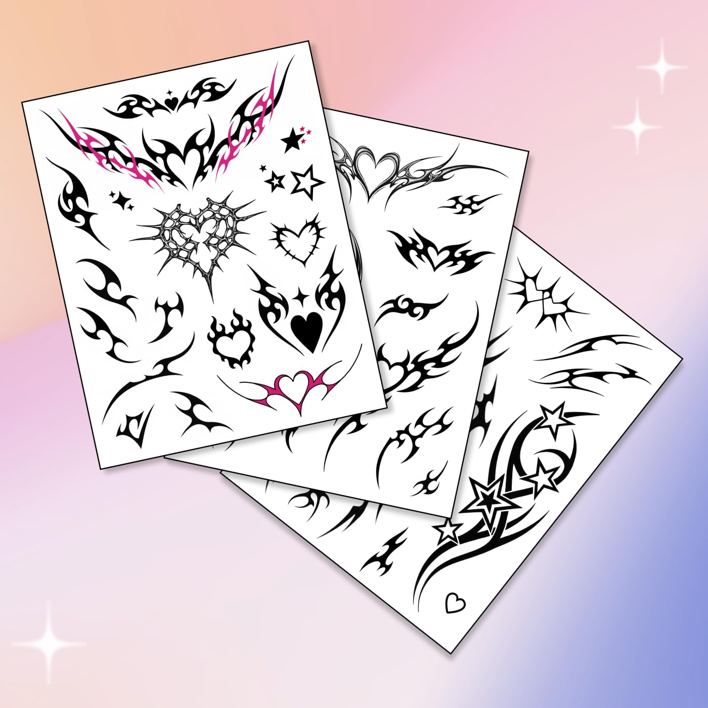 Pixel Hearts fiery hearts and stars tattoo adds edgy vibe for nights out