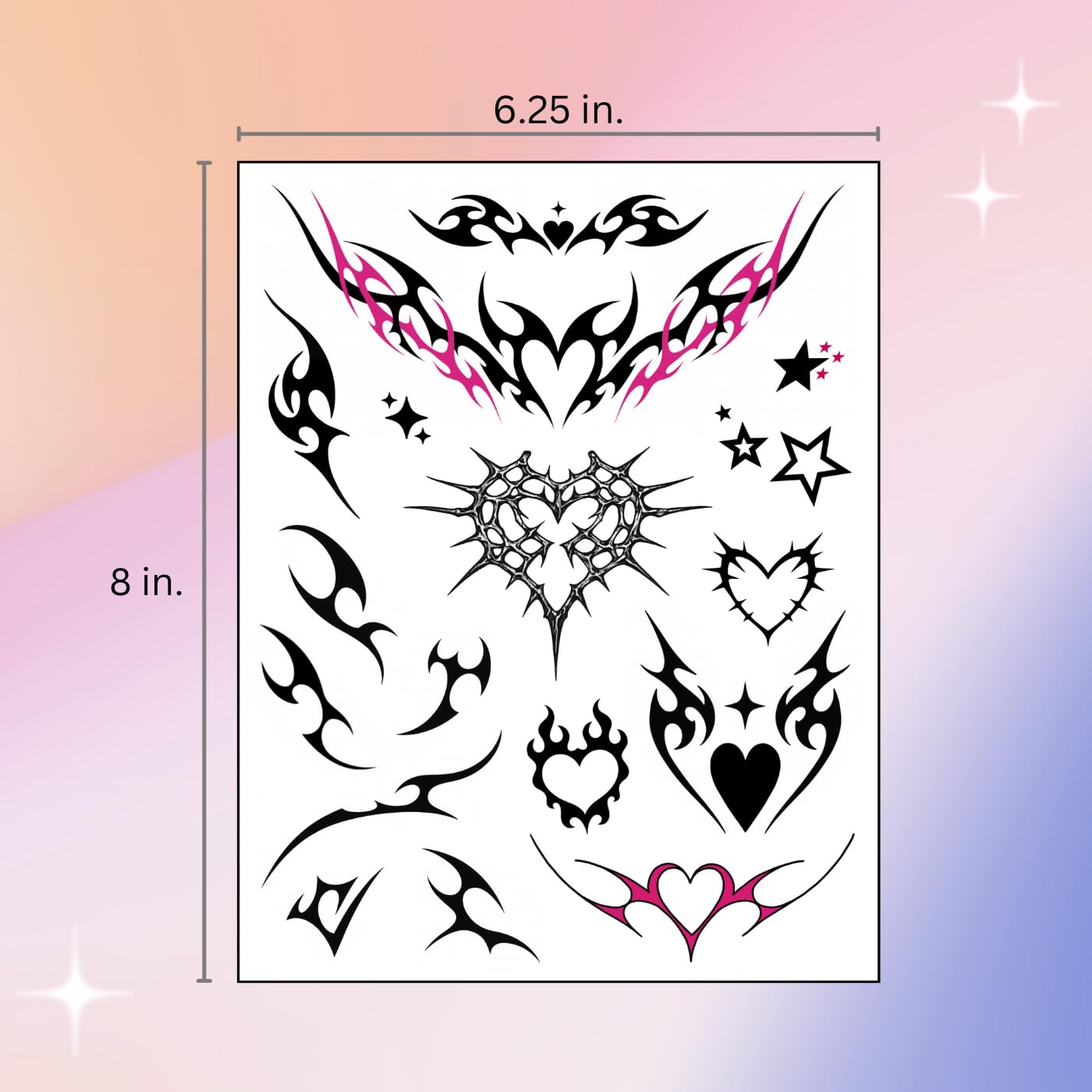 Pixel Hearts neotribal tramp stamp tattoo pairs with bold outfits