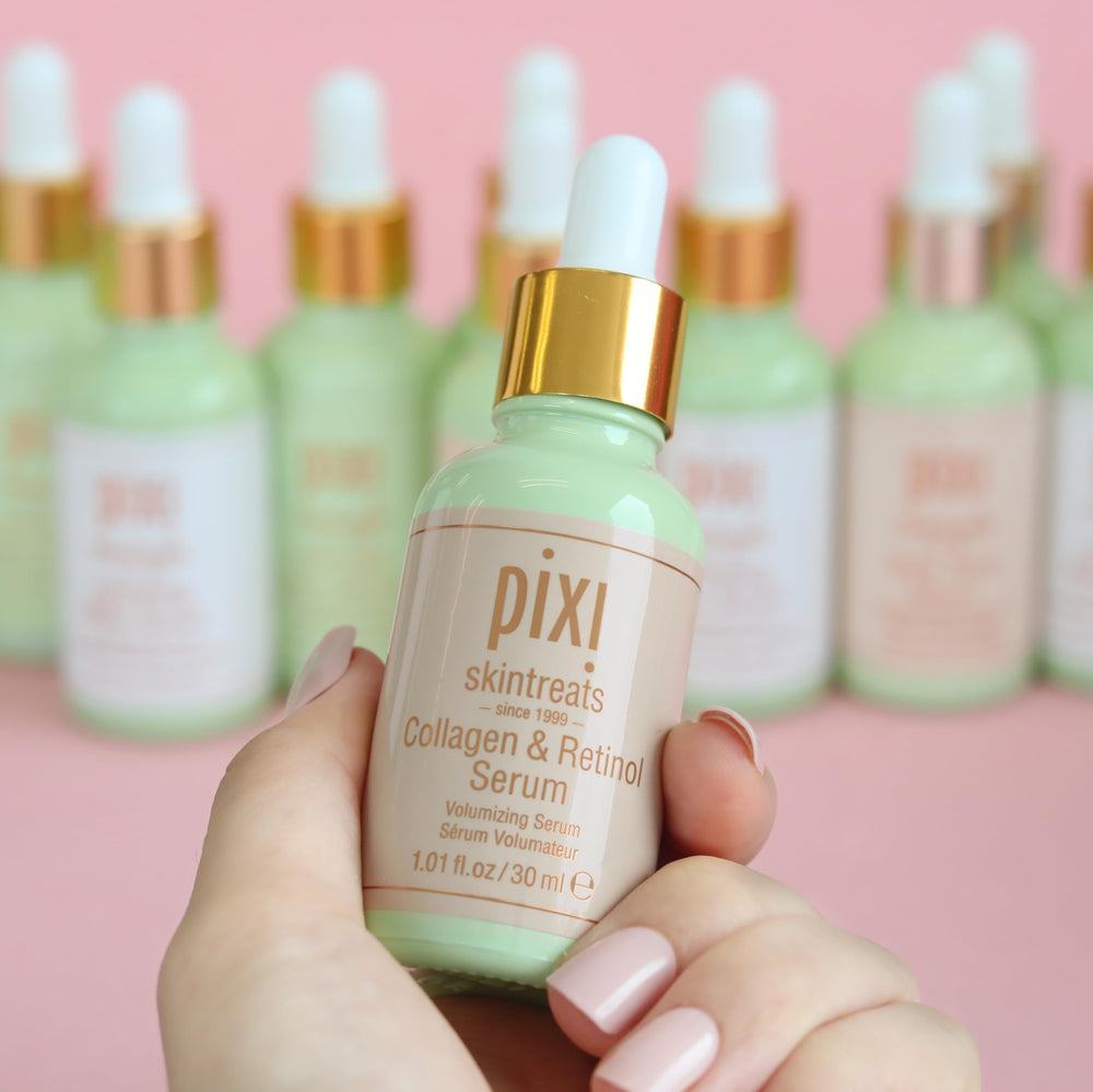 Pixi Beauty serum on clean skin demonstrating smoothing application.