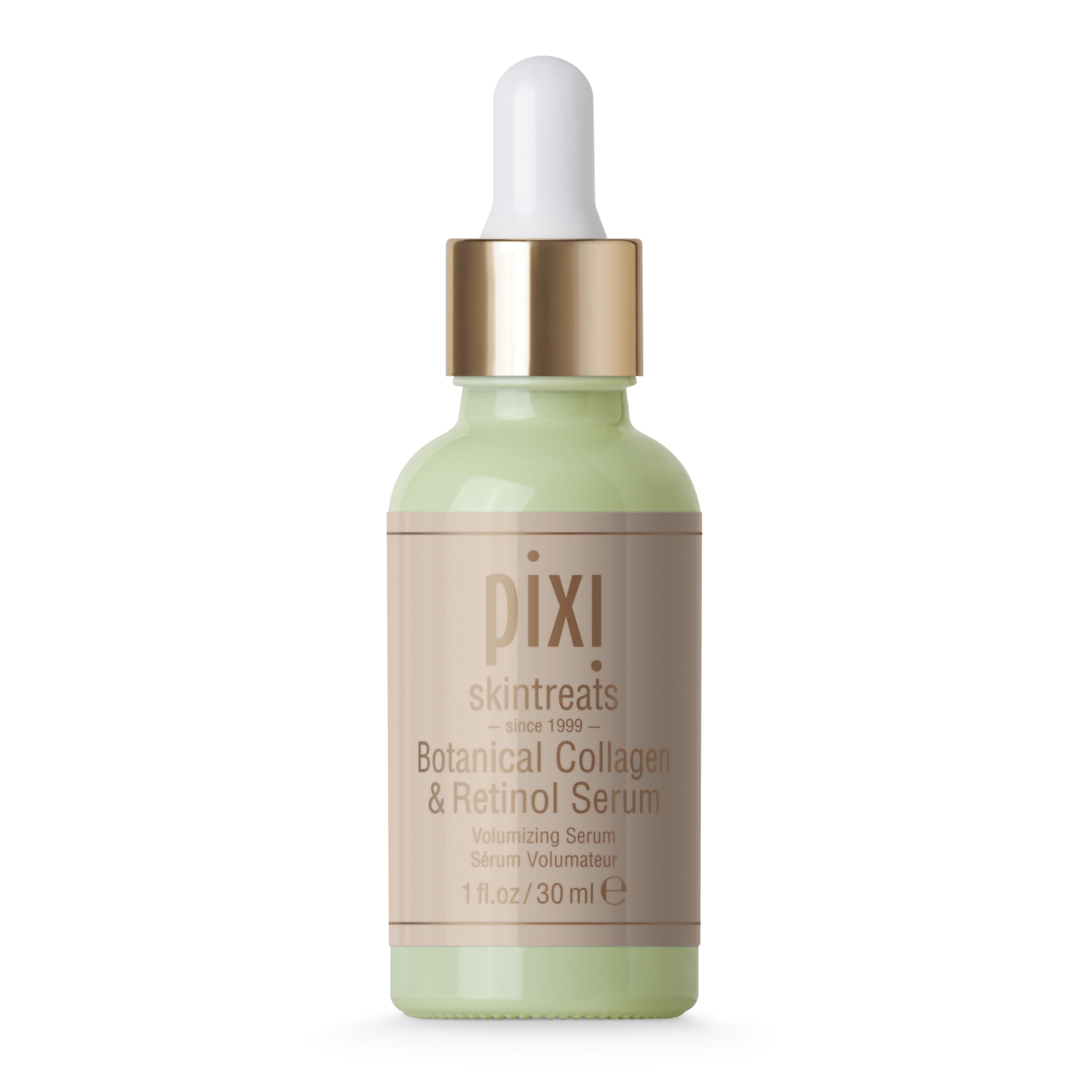 Pixi Beauty Botanical Collagen and Retinol Serum bottle close-up for radiant, firm-looking skin.