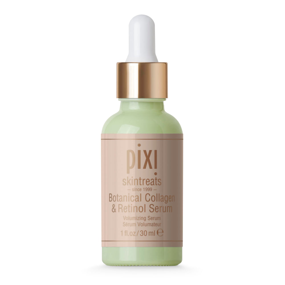 Pixi Beauty Botanical Collagen and Retinol Serum bottle close-up for radiant, firm-looking skin.
