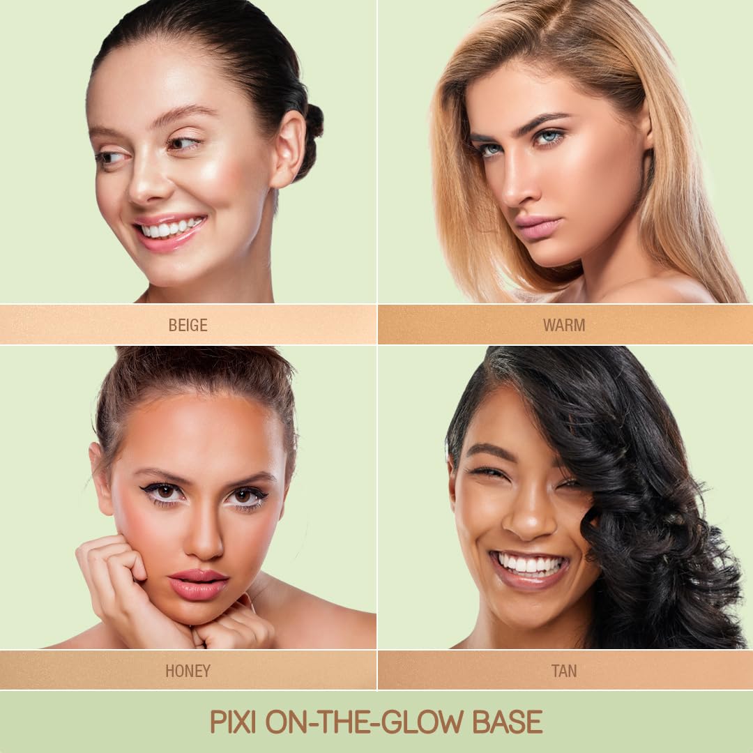 Pixi Beauty On-the-Glow Base swatch on skin reveals natural warmth and tone-evening.
