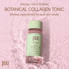 Pixi Botanical Collagen Tonic on a cotton pad, prepping skin for serum.