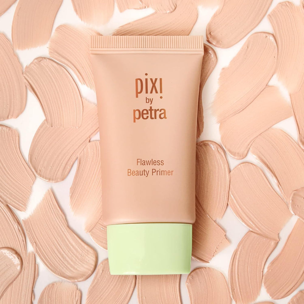 Pixi Flawless Beauty Primer application creates a smooth base for even-toned skin.