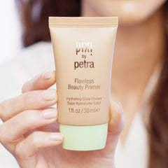 Pixi Flawless Beauty Primer with vitamins A, C, and E supports radiant skin.