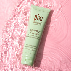 Pixi Glow Mud Cleanser being applied in the morning routine for cleansing
