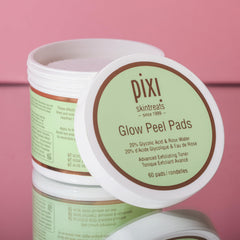 Pixi Glow Peel Pads on the neck and decollete for even skin tone