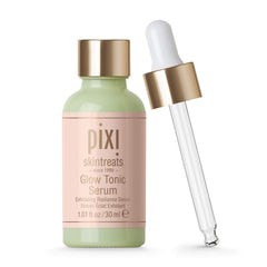 Pixi Glow Tonic Serum dropper releasing a fast-absorbing hydrating formula