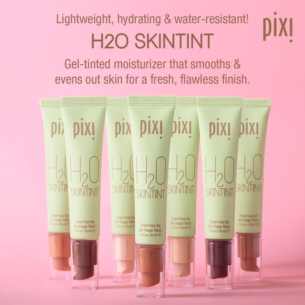 Pixi H2O SkinTint texture close-up shows feather-light gel texture.